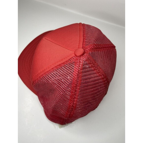 Vintage 80s Trucker Hat Red Mesh Snapback "THINK and Surprise Us All" Sarcasm - Picture 3 of 5